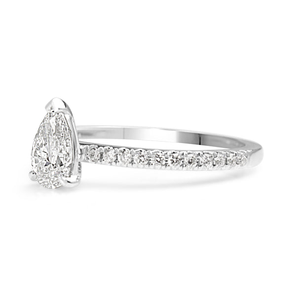 18ct White Gold Pear Solitaire Diamond Ring