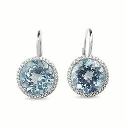 14ct White Gold Topaz Diamond Halo Earrings