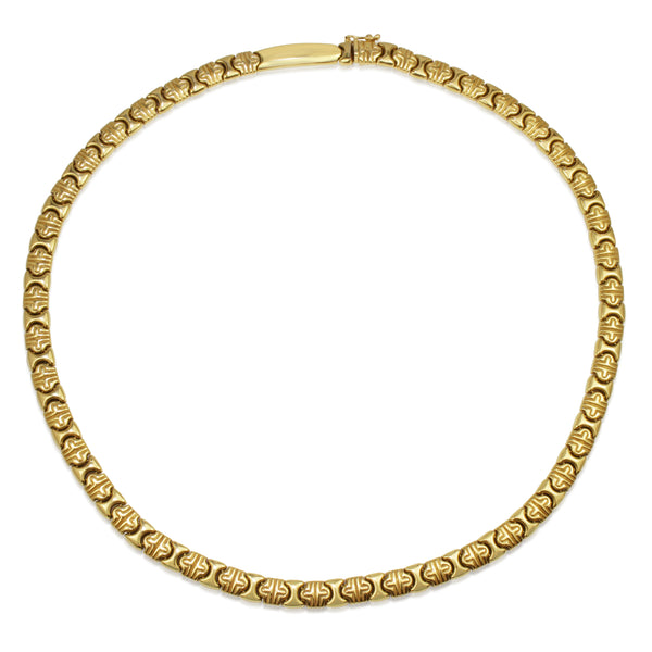 18ct Yellow Gold Fancy Link Omega Style Necklace
