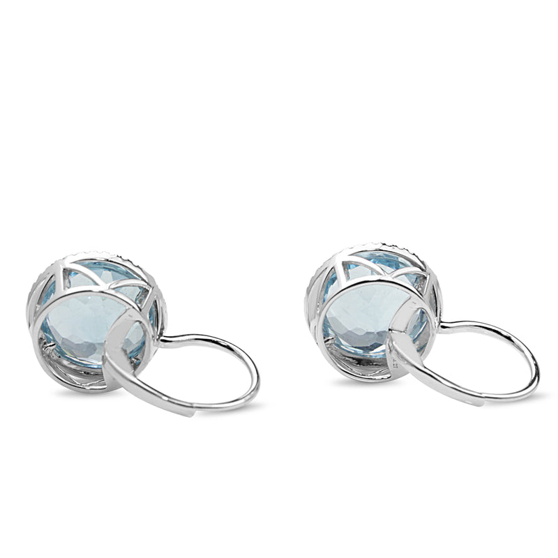 14ct White Gold Topaz Diamond Halo Earrings