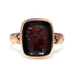 9ct Rose Gold Antique Garnet Intaglio Signet Ring