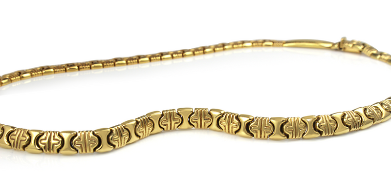 18ct Yellow Gold Fancy Link Omega Style Necklace