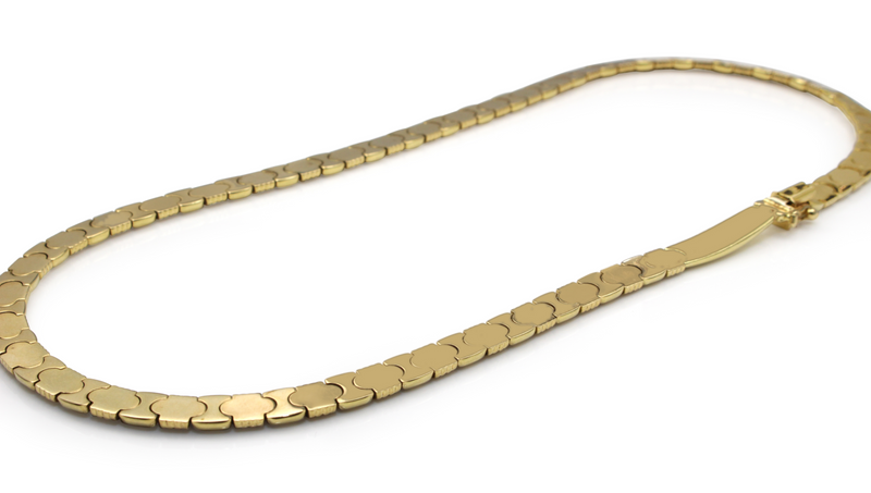 18ct Yellow Gold Fancy Link Omega Style Necklace