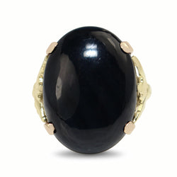 14ct Rose / Yellow Gold Onyx Vintage Ring