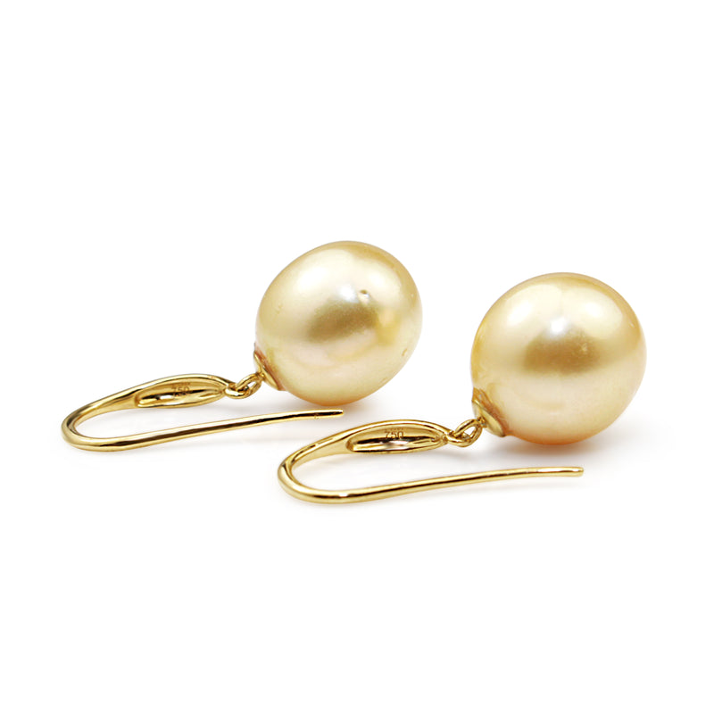 18ct Yellow Gold 12mm Golden South Sea Pearl Earrings