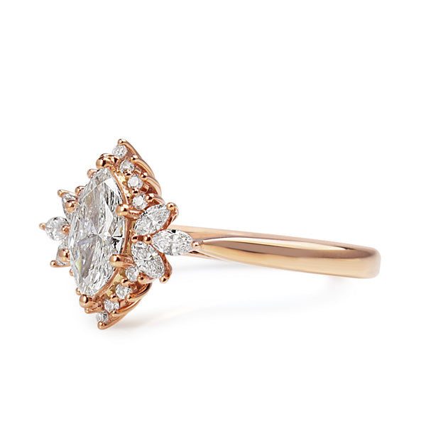 18ct Rose Gold Marquise Cluster Diamond Ring