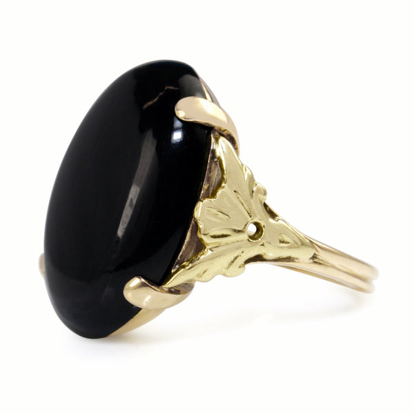 14ct Rose / Yellow Gold Onyx Vintage Ring