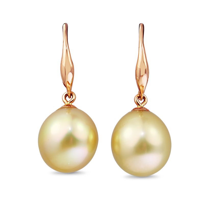 18ct Rose Gold 11mm Golden South Sea Pearl Earrings