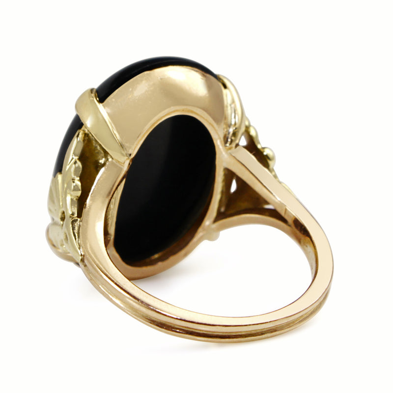 14ct Rose / Yellow Gold Onyx Vintage Ring