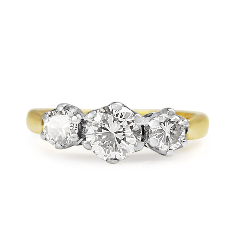 18ct Yellow Gold and Platinum 3 Stone Ring