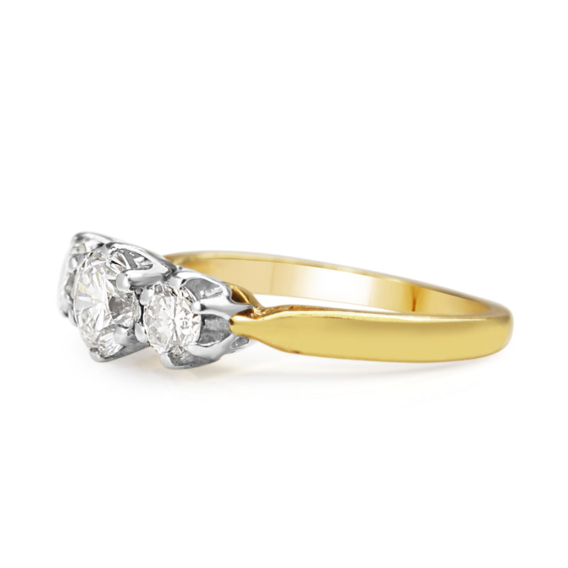 18ct Yellow Gold and Platinum 3 Stone Ring