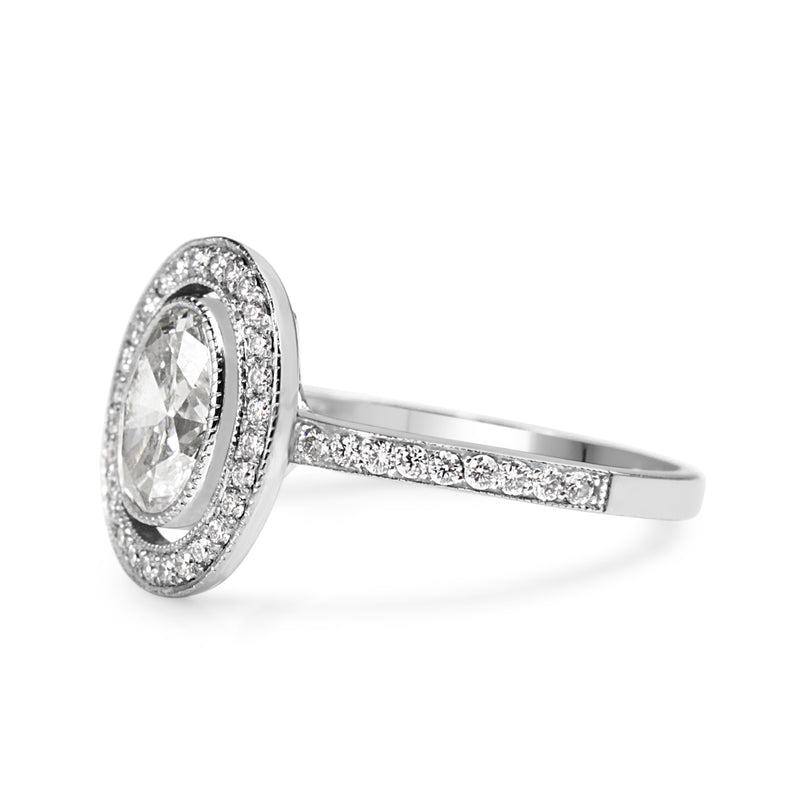 18ct White Gold Oval Diamond Halo Ring