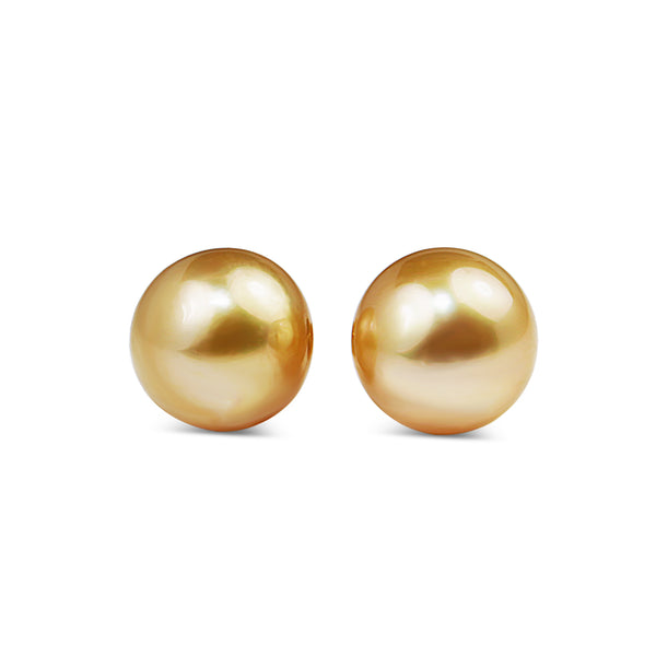 18ct Yellow Gold 11mm Golden South Sea Pearl Stud Earrings