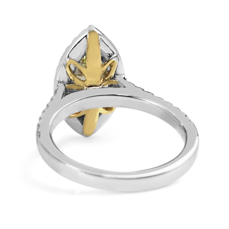 18ct Yellow and White Gold Yellow Marquise Diamond Halo Ring