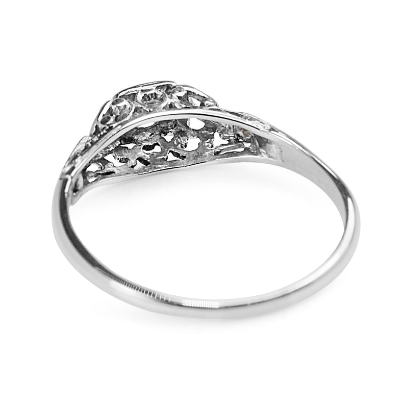 Platinum and 18ct White Gold Deco Style Old Cut Diamond Ring