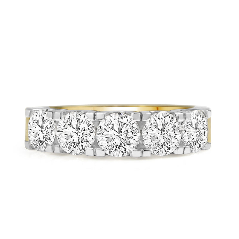 18ct Yellow and White Gold 5 Stone Diamond Ring