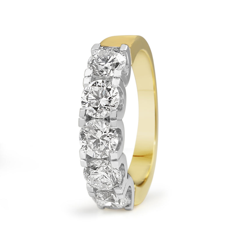 18ct Yellow and White Gold 5 Stone Diamond Ring