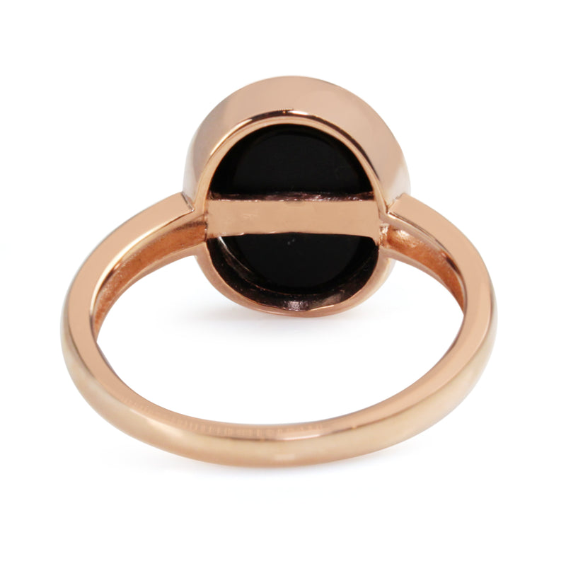 9ct Rose Gold Onyx and Diamond Signet Ring