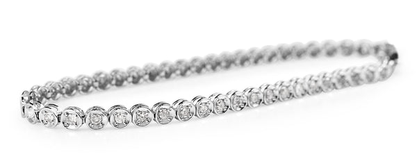 18ct White Gold Illusion Set Diamond Bracelet