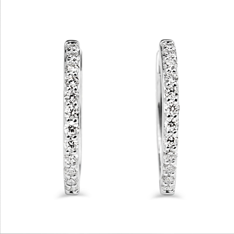 9ct White Gold Diamond Hoop Earrings