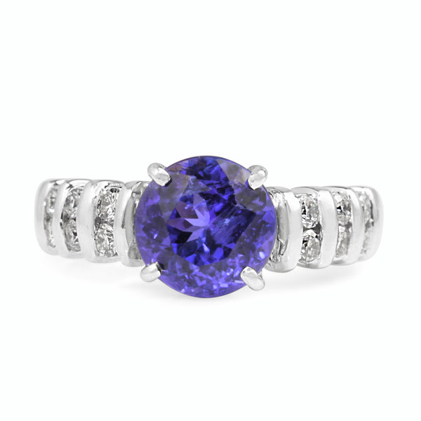 Platinum Tanzanite and Diamond Ring