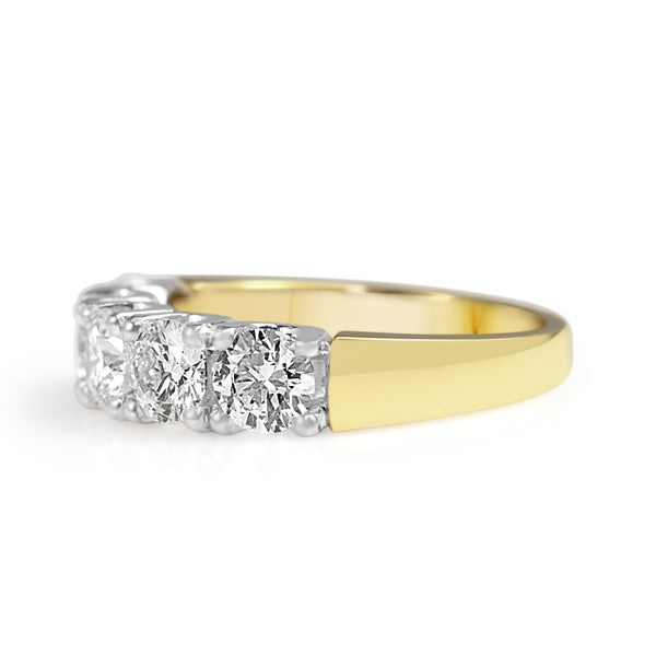 18ct Yellow Gold and Platinum 5 Stone Diamond Ring