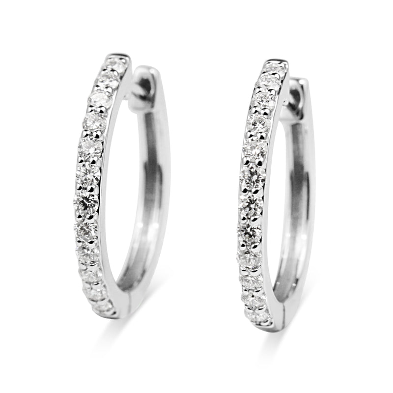 9ct White Gold Diamond Hoop Earrings