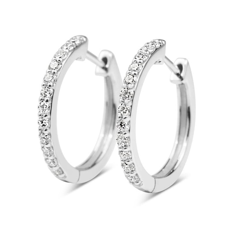 9ct White Gold Diamond Hoop Earrings