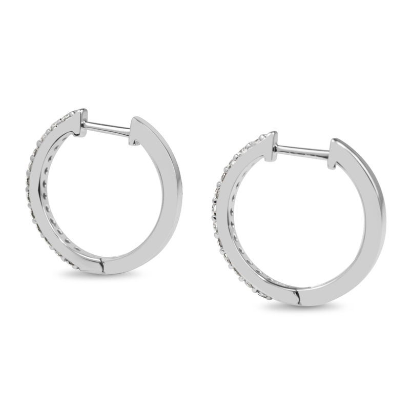 9ct White Gold Diamond Hoop Earrings