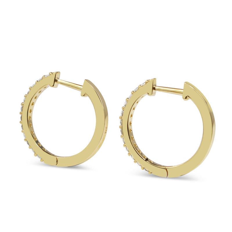 9ct Yellow Gold Diamond Hoop Earrings