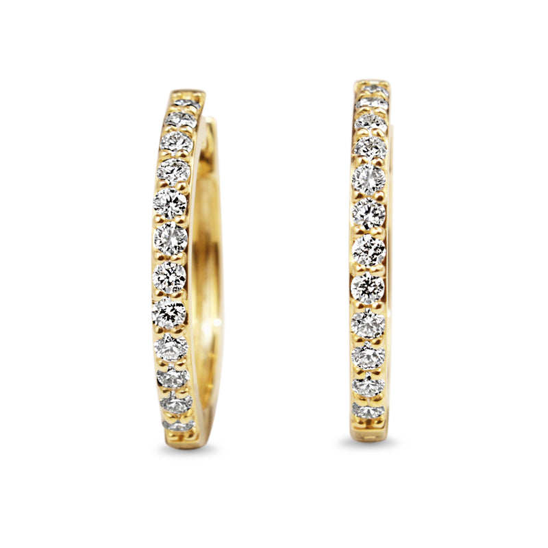 9ct Yellow Gold Diamond Hoop Earrings