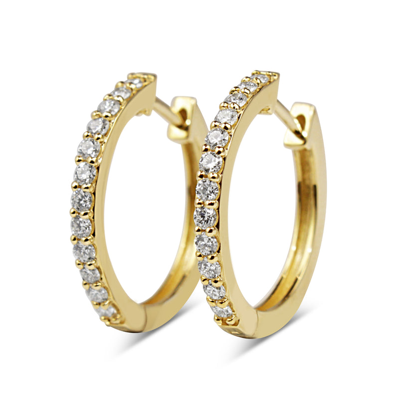 9ct Yellow Gold Diamond Hoop Earrings