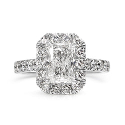 18ct White Gold Radiant Halo Diamond Ring