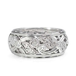 18ct White Gold Art Deco Single Cut Diamond Band