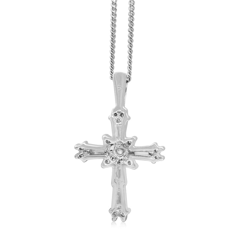 14ct White Gold Diamond Cross Necklace