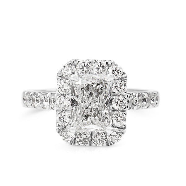 18ct White Gold Radiant Halo Diamond Ring