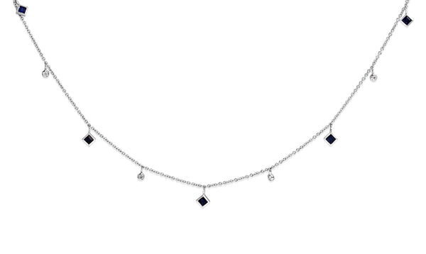 18ct White Gold Sapphire and Diamond Necklace