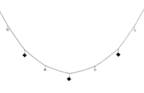 18ct White Gold Sapphire and Diamond Necklace