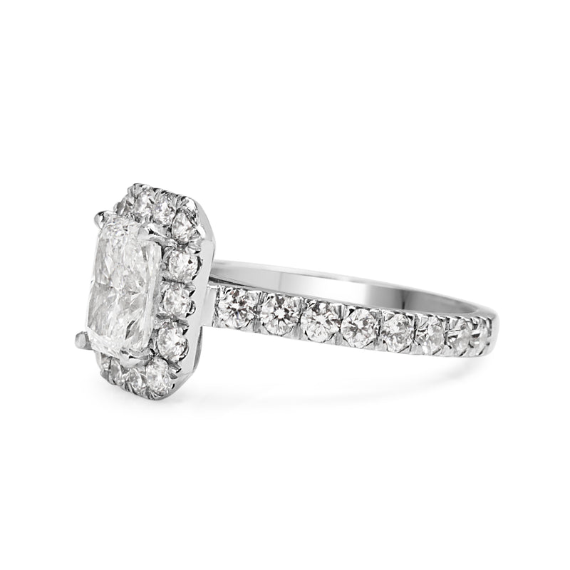 18ct White Gold Radiant Halo Diamond Ring