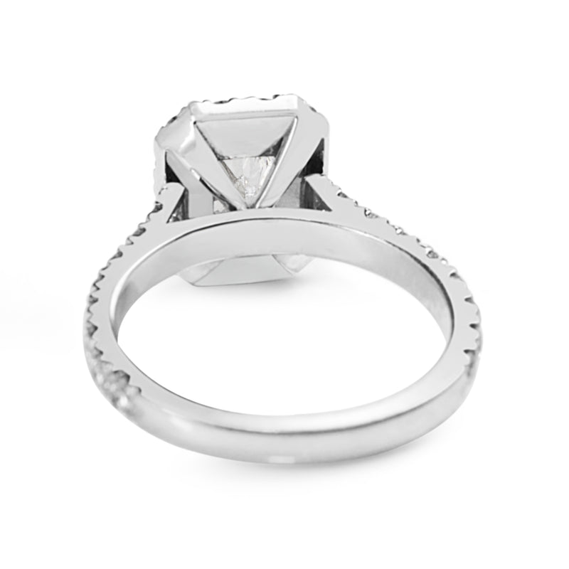 18ct White Gold Radiant Halo Diamond Ring