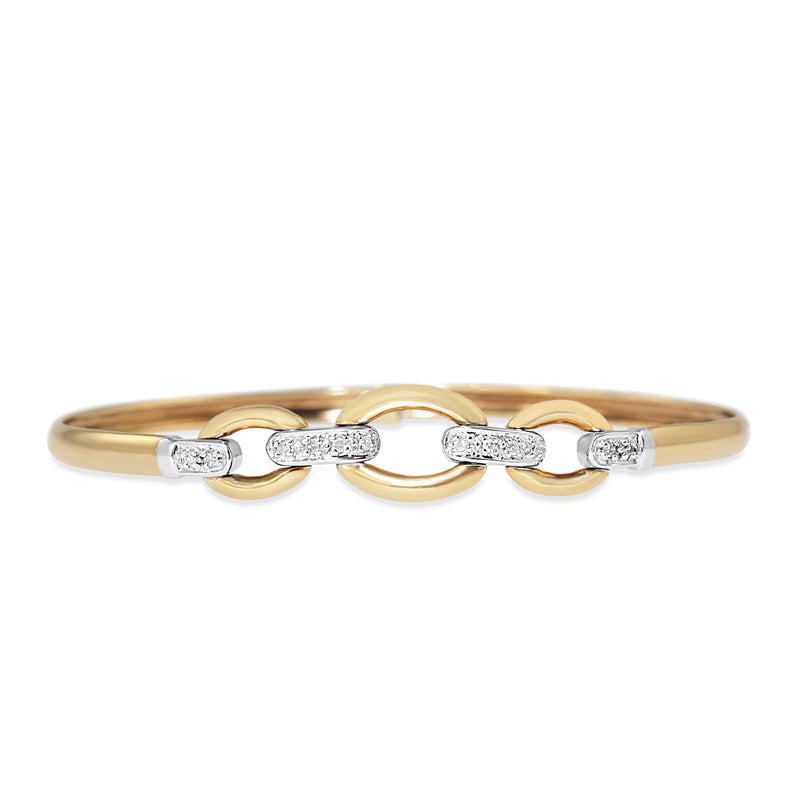 9ct Yellow and White Gold Diamond Bangle