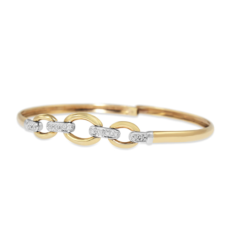 9ct Yellow and White Gold Diamond Bangle