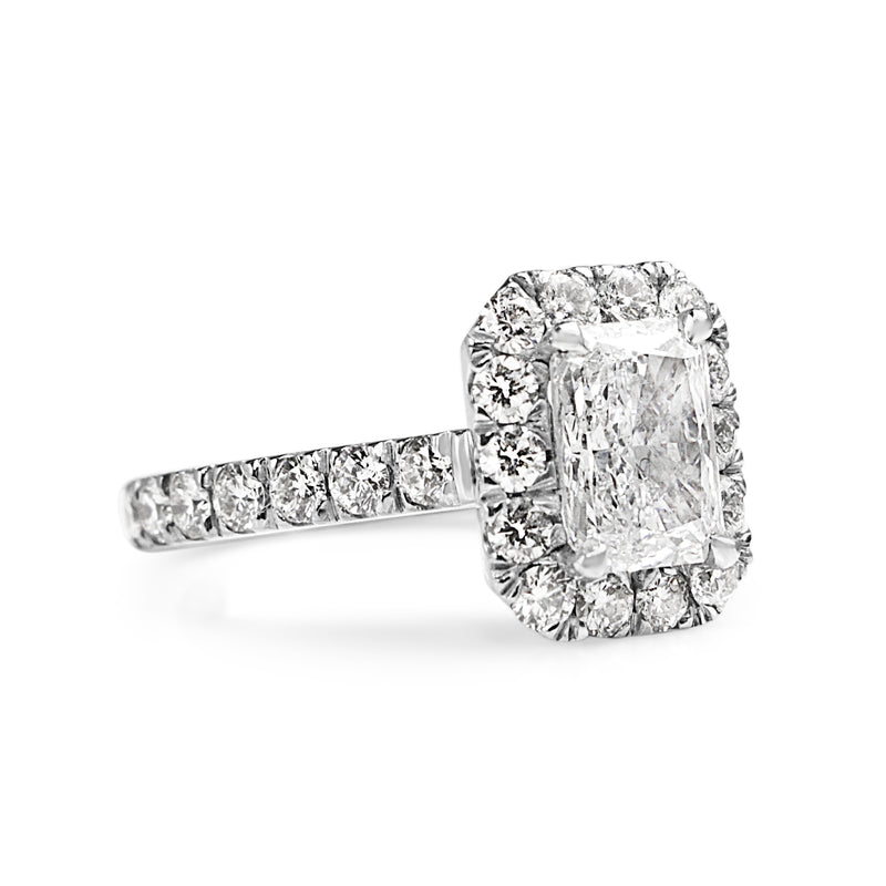 18ct White Gold Radiant Halo Diamond Ring