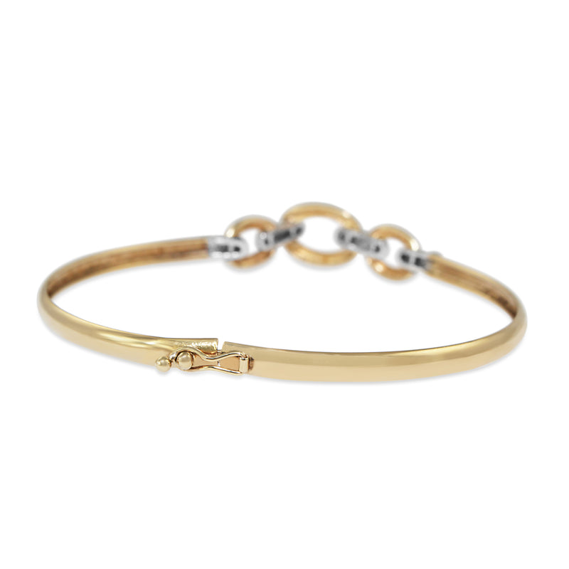 9ct Yellow and White Gold Diamond Bangle