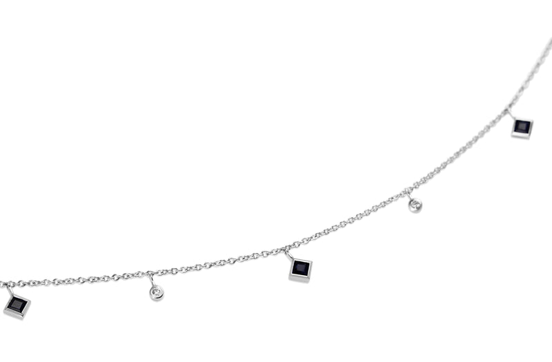 18ct White Gold Sapphire and Diamond Necklace