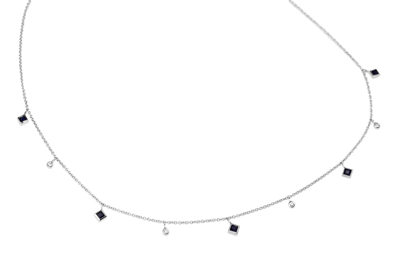 18ct White Gold Sapphire and Diamond Necklace