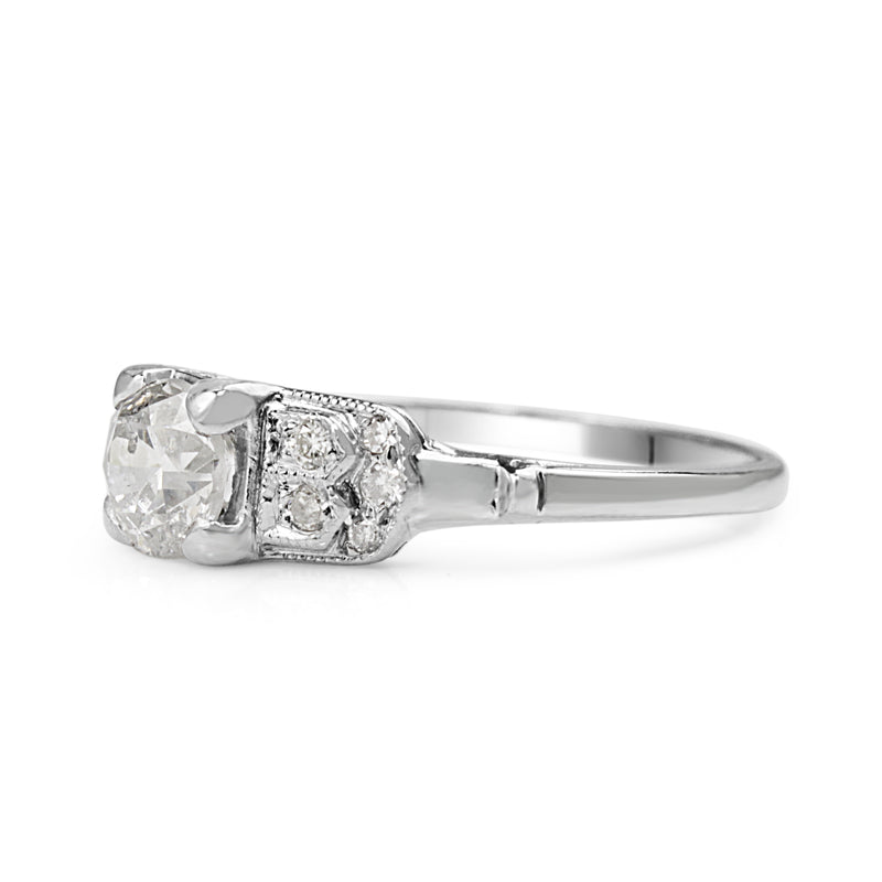 18ct White Gold Art Deco Old Cut Diamond Ring