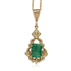 9ct Yellow Gold Vintage Emerald Necklace