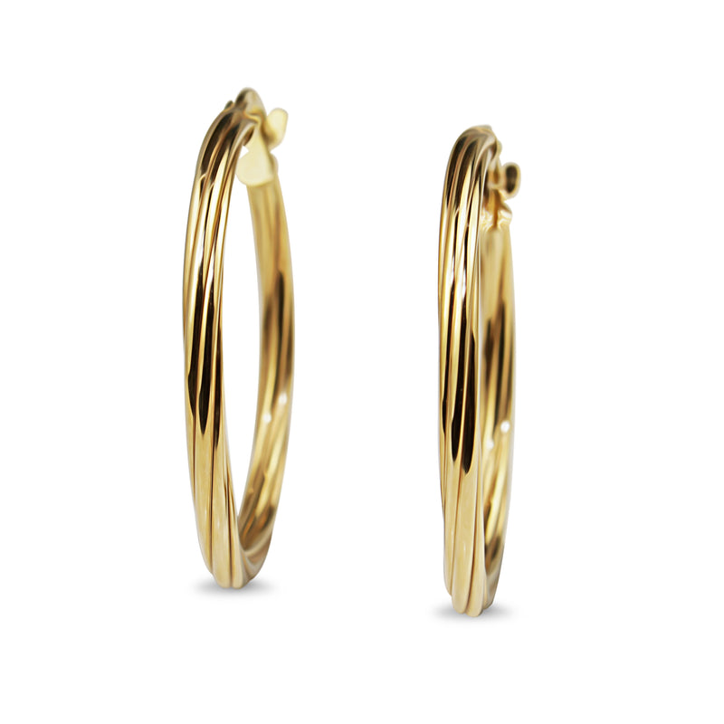 9ct Yellow Gold 24mm Twist Hoop Earrings