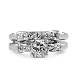 Platinum Vintage Old and Single Cut Diamond Ring Set